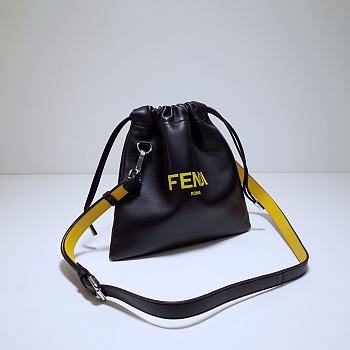 Fortok Fendi Pack Small Pouch Black Nappa Leather Bag 24x2x24cm