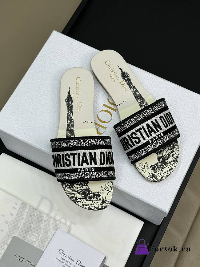 Fortok Dior Dway Slides White & Black - 1