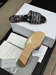 Fortok Dior Dway Slides Black Cotton Embroidered with Multicolor Dior Herbarium Motif - 5