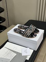 Fortok Dior Dway Slides Black Cotton Embroidered with Multicolor Dior Herbarium Motif - 4