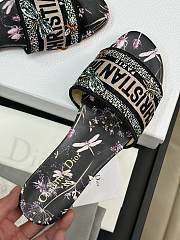 Fortok Dior Dway Slides Black Cotton Embroidered with Multicolor Dior Herbarium Motif - 2