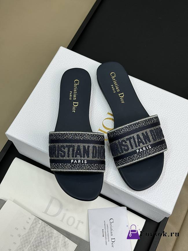 Fortok Dior Dway Slides in Dark Blue - 1