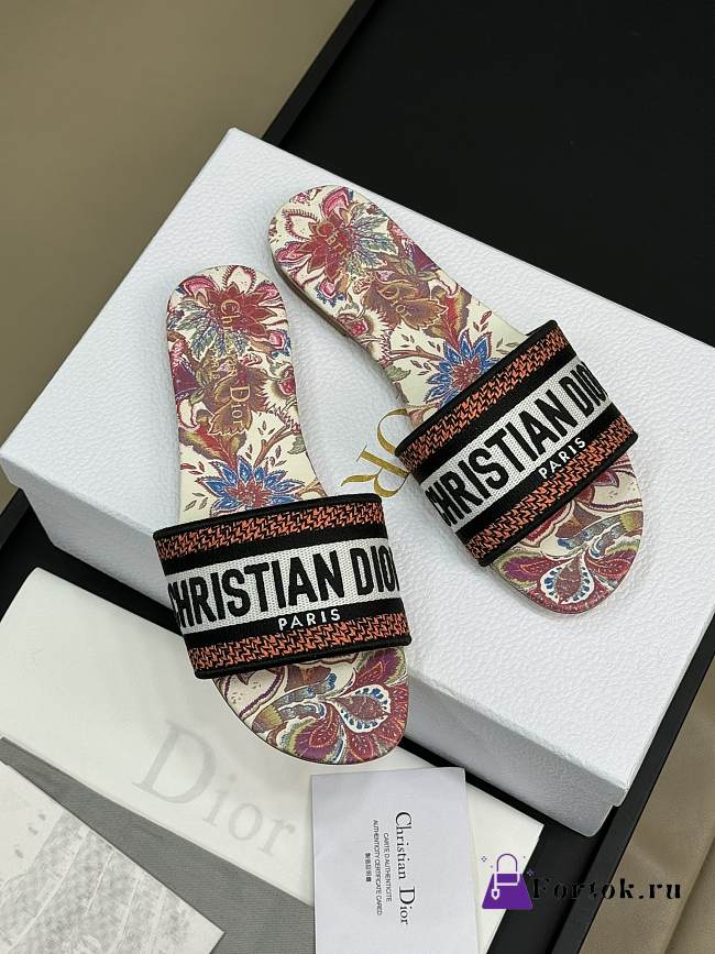 Fortok Dior Dway Slide Multicolor Embroidered Cotton - 1