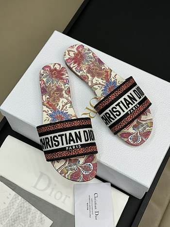 Fortok Dior Dway Slide Multicolor Embroidered Cotton