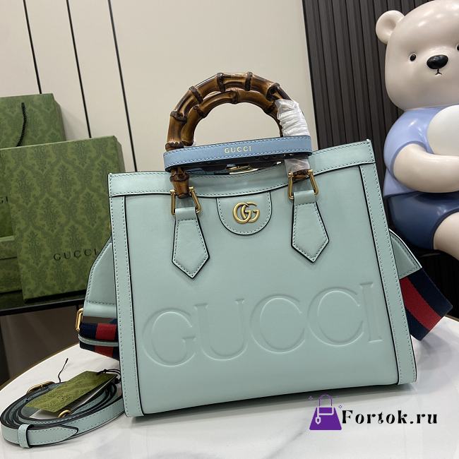 Fortok Gucci Diana Small Tote Bag in Blue 702721 27x24x11cm - 1