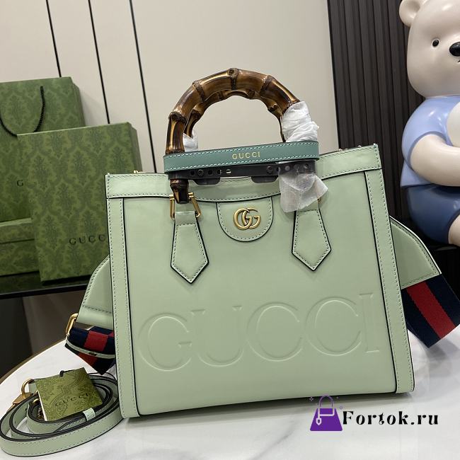 Fortok Gucci Diana Small Tote Bag in Green Mint 702721 27x24x11cm - 1