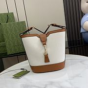 Fortok Gucci Mini Bucket Bag Natural Canvas Brown Leather Trim 782908 18.5x20.5x12.5cm - 1