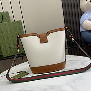 Fortok Gucci Mini Bucket Bag Natural Canvas Brown Leather Trim 782908 18.5x20.5x12.5cm - 4