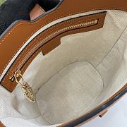 Fortok Gucci Mini Bucket Bag Natural Canvas Brown Leather Trim 782908 18.5x20.5x12.5cm - 3