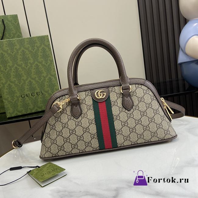 Fortok Gucci Ophidia Small Handbag Beige And Ebony GG Supreme Canvas 795249 31.5x16.5x8cm - 1