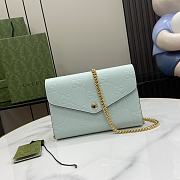 Fortok Gucci GG Blue Leather Chain Wallet 781555 20x13x6cm - 1