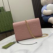 Fortok Gucci GG Pink Leather Chain Wallet 781555 20x13x6cm - 4