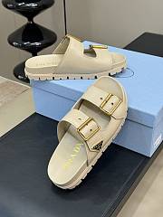 Fortok Prada Beige Leather Two-Strap Slides - 4