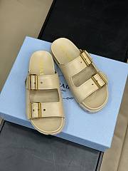 Fortok Prada Beige Leather Two-Strap Slides - 2