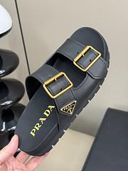 Fortok Prada Black Leather Two-Strap Slides - 5