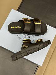 Fortok Prada Black Leather Two-Strap Slides - 2