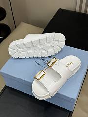 Fortok Prada White Leather Two-Strap Slides - 5