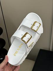 Fortok Prada White Leather Two-Strap Slides - 4