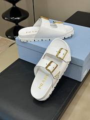 Fortok Prada White Leather Two-Strap Slides - 2