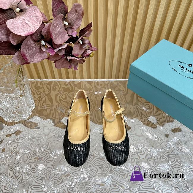 Fortok Prada Raffia Shoes in Black - 1