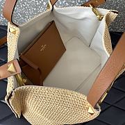 Fortok Valentino Brown Raffia V-Logo Tote Bag 35x25x17cm - 6