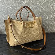 Fortok Valentino Brown Raffia V-Logo Tote Bag 35x25x17cm - 4