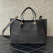 Fortok Valentino Black Raffia V-Logo Tote Bag 35x25x17cm - 5