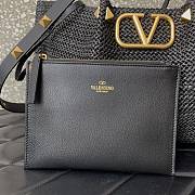 Fortok Valentino Black Raffia V-Logo Tote Bag 35x25x17cm - 4