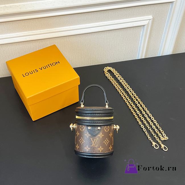 Fortok Louis Vuitton Mini Fortune Bucket Crossbody Bag Brown Keychain 8×9.5cm - 1