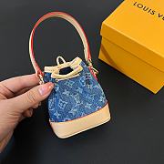 Fortok Louis Vuitton Micro Noe Bag Blue Denim Keychain M01700 14x6.9cm - 2