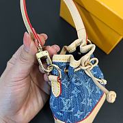 Fortok Louis Vuitton Micro Noe Bag Blue Denim Keychain M01700 14x6.9cm - 3