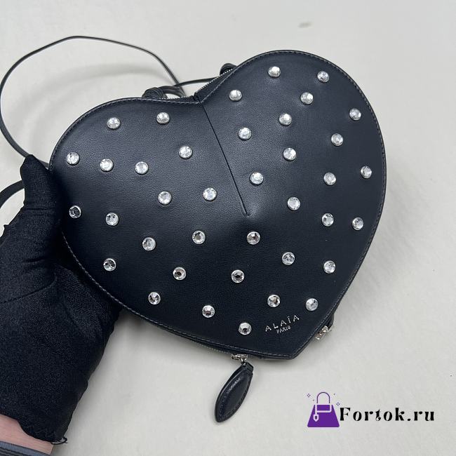 Fortok Alaia Coeur Diamond Love Bag in Black 21x17x5cm - 1