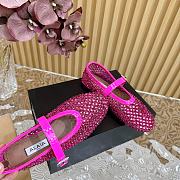 Fortok Alaia Crystal-Embellilshed Leather Ballerina Flats in Pink - 5