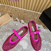 Fortok Alaia Crystal-Embellilshed Leather Ballerina Flats in Pink - 4
