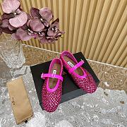 Fortok Alaia Crystal-Embellilshed Leather Ballerina Flats in Pink - 3
