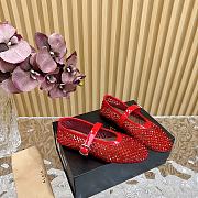 Fortok Alaia Crystal-Embellilshed Leather Ballerina Flats in Red - 2