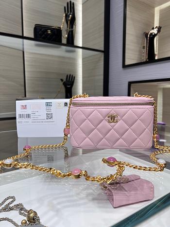 Fortok Chanel 22B Gem Chain Box Bag in Pink AP2937Y 17.x9.5x8cm 