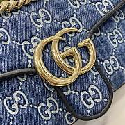 Fortok Gucci Marmont Shoulder Bag Blue Denim 443497 26x15x7cm - 5