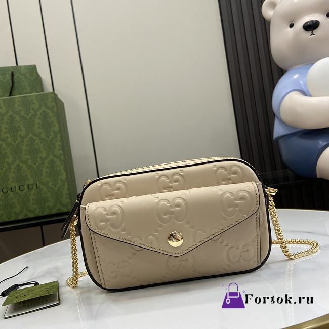 Fortok Gucci Super Mini Shoulder Bag in Beige 781554 18x11x4cm - 1