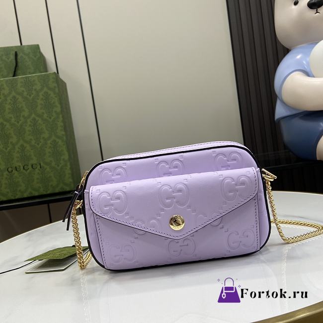 Fortok Gucci Super Mini Shoulder Bag in Purple 781554 18x11x4cm - 1