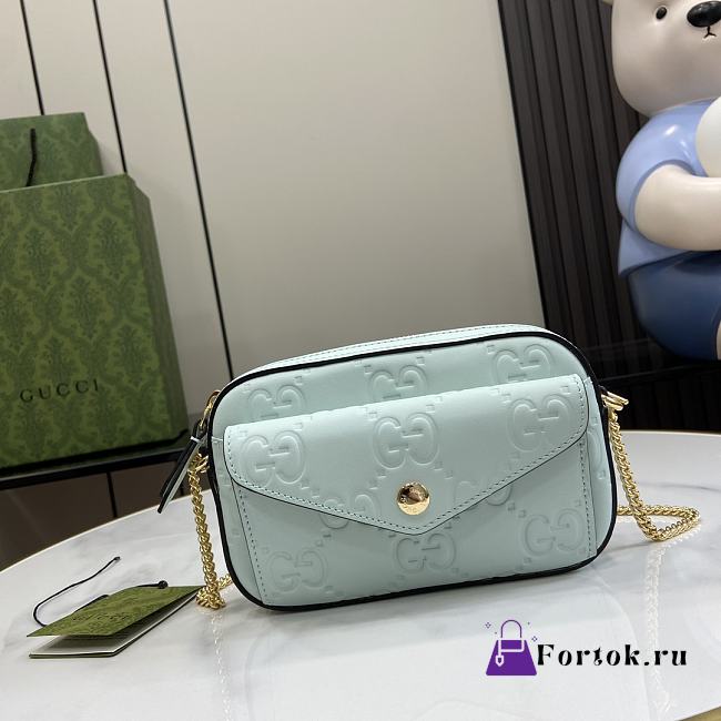 Fortok Gucci Super Mini Shoulder Bag in Blue 781554 18x11x4cm - 1