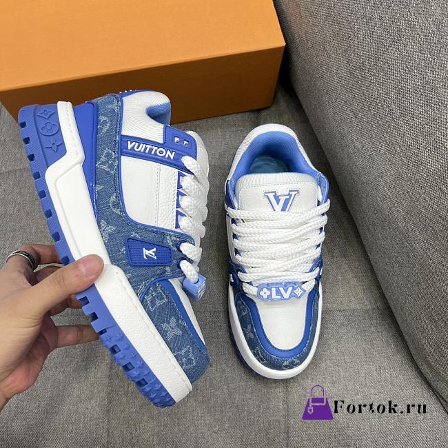 Fortok Louis Vuitton Trainer Maxi Sneaker Blue and White - 1