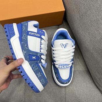 Fortok Louis Vuitton Trainer Maxi Sneaker Blue and White