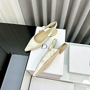 Fortok Dior J’Adior Slingback Pump Cotton Embroidered in Metallic Thread White and Gold-Tone - 3