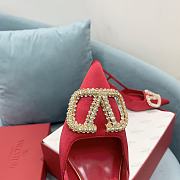 Fortok Valentino Garavani Slingback Red V Buckle Rhinestone - 2