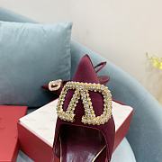 Fortok Valentino Garavani Slingback Burgundy V Buckle Rhinestone - 6