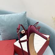 Fortok Valentino Garavani Slingback Burgundy V Buckle Rhinestone - 4