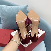 Fortok Valentino Garavani Slingback Burgundy V Buckle Rhinestone - 3