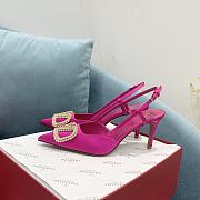 Fortok Valentino Garavani Slingback Pink V Buckle Rhinestone - 6