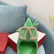 Fortok Valentino Garavani Slingback Green V Buckle Rhinestone - 4